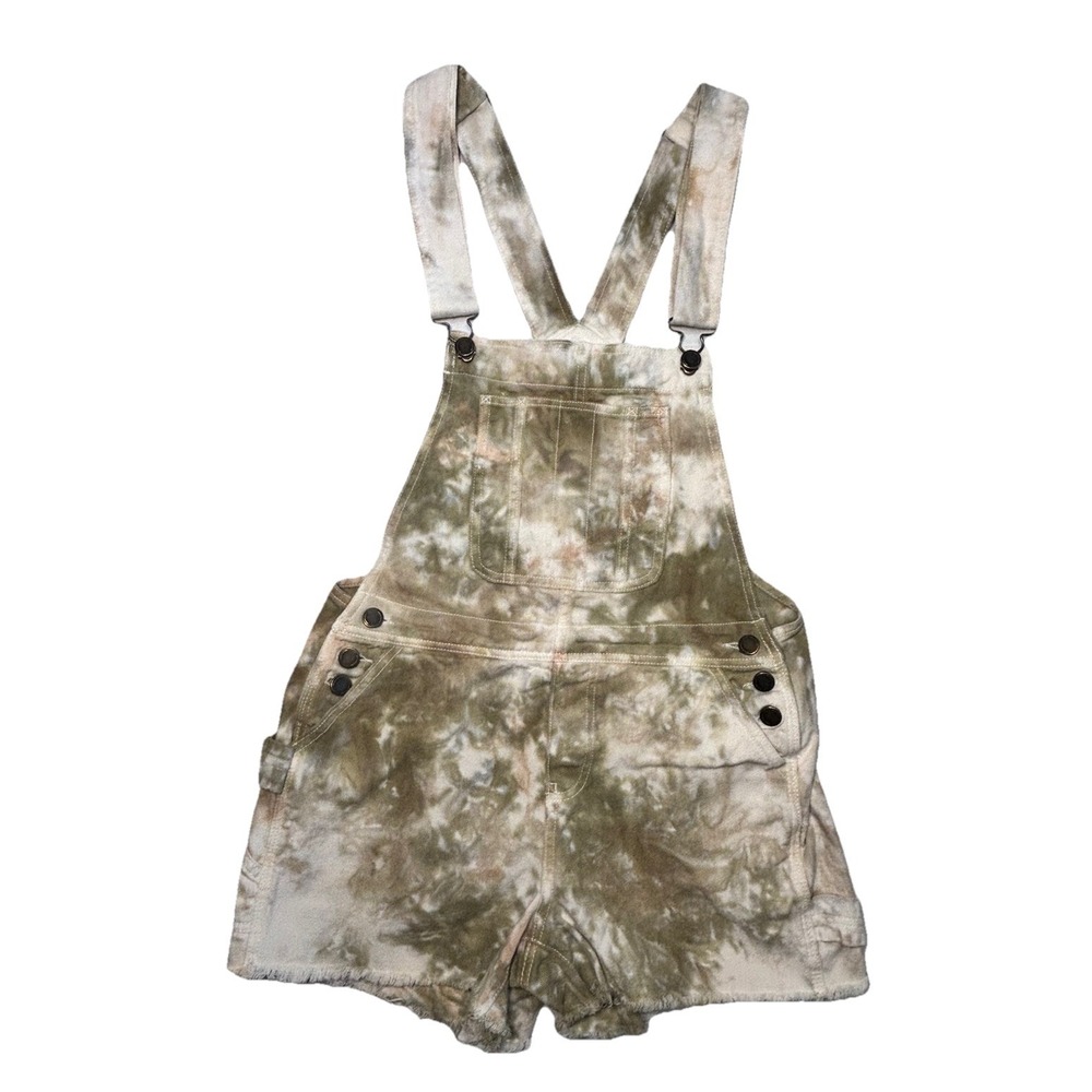 BBJ‎ Los Angeles Tie Dye Overall Shorts Juniors 3 Festival Grunge Y2K Raw Hem